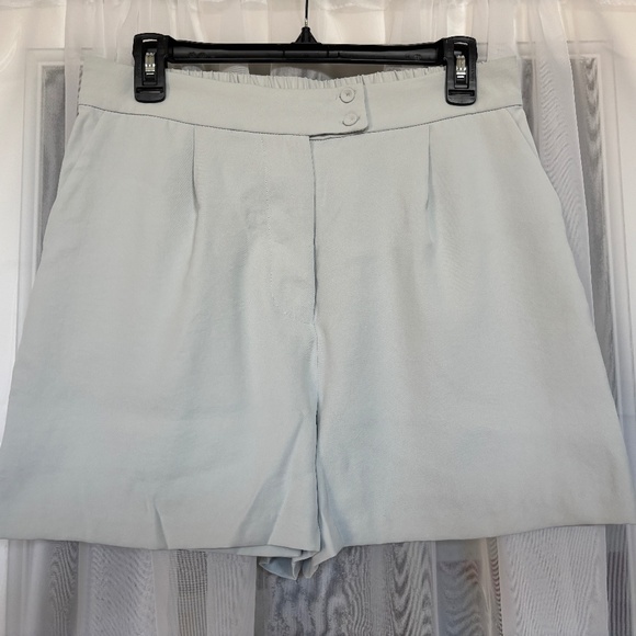 Skies are Blue -High Waisted Flat Front Recycled Tailored Shorts in Dove Grey - Picture 2 of 8